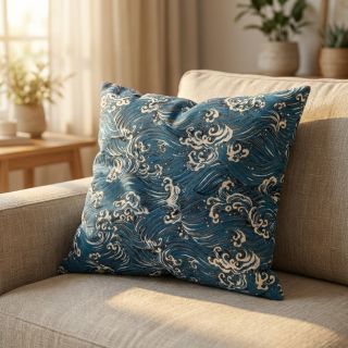Decoration fabric jacquard Swell allover bleu