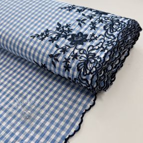 Cotton fabric CHECKS ONE-SIDE BORDER blue