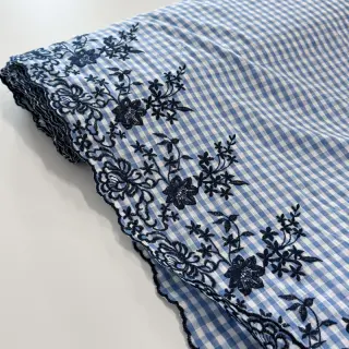 Cotton fabric CHECKS ONE-SIDE BORDER blue