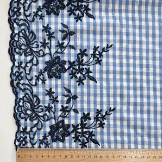 Cotton fabric CHECKS ONE-SIDE BORDER blue