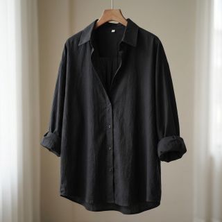 Cotton fabric WASHED black