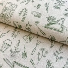 Decoration fabric Linenlook Garden Plant Tool digital print