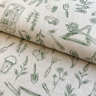 Decoration fabric Linenlook Garden Plant Tool digital print