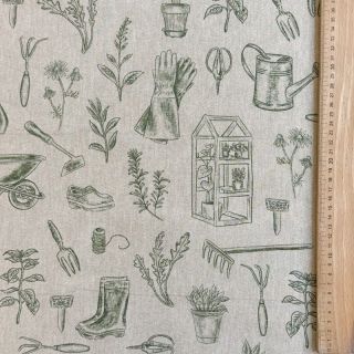 Decoration fabric Linenlook Garden Plant Tool digital print