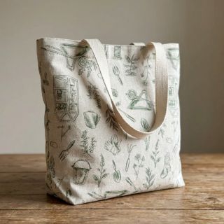 Decoration fabric Linenlook Garden Plant Tool digital print