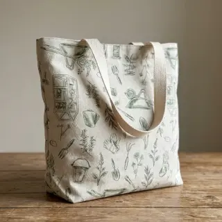 Decoration fabric Linenlook Garden Plant Tool digital print