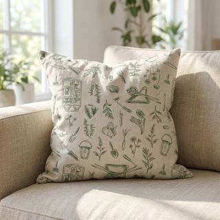 Decoration fabric Linenlook Garden Plant Tool digital print