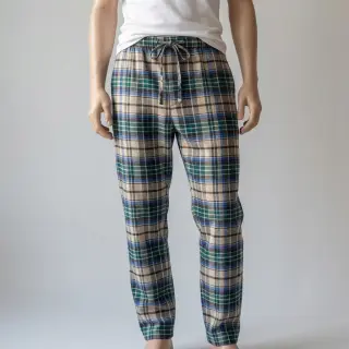 Cotton fabric YARN DYED CHECK BRUSHED blue