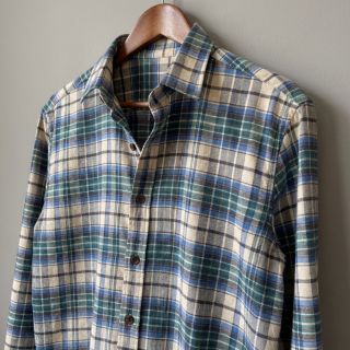 Cotton fabric YARN DYED CHECK BRUSHED blue