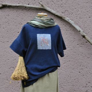 Linen enzyme washed 170 g navy