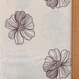 Linen viscose EMBROIDERY Flower Maya natural