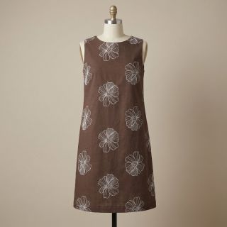 Linen viscose EMBROIDERY Flower Maya brown