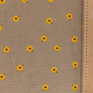 Double gauze/muslin EMBROIDERY Sunflowers beige