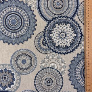 Decoration fabric Linenlook premium Geometric mandala