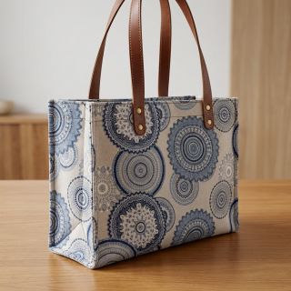 Decoration fabric Linenlook premium Geometric mandala