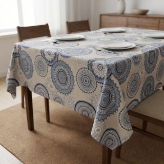 Decoration fabric Linenlook premium Geometric mandala