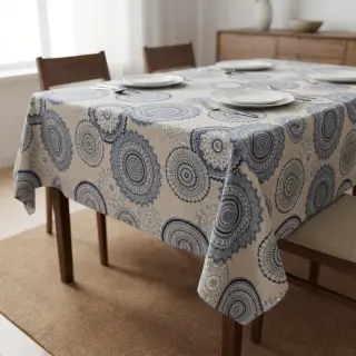 Decoration fabric Linenlook premium Geometric mandala