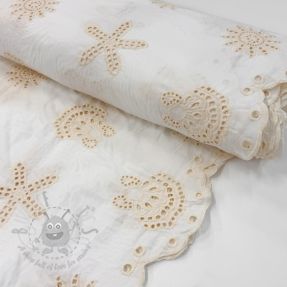 Cotton fabric EMBROIDERY Sea ornaments white