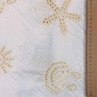 Cotton fabric EMBROIDERY Sea ornaments white