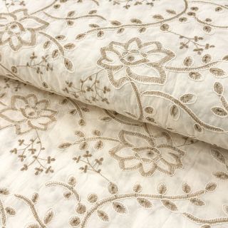 Cotton fabric VOILE EMBROIDERY Kiara off white