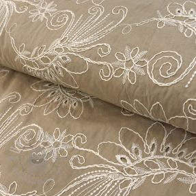Cotton fabric VOILE EMBROIDERY Kokka natural