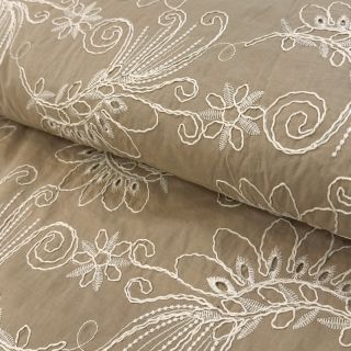 Cotton fabric VOILE EMBROIDERY Kokka natural