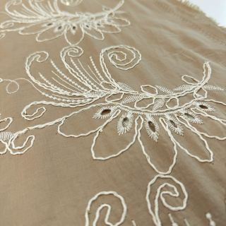 Cotton fabric VOILE EMBROIDERY Kokka natural