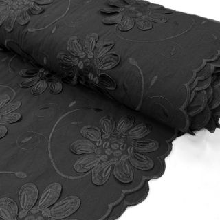 Cotton fabric EMBROIDERY Bellagio black