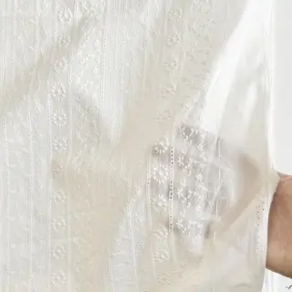 Cotton fabric EMBROIDERY Pattern white