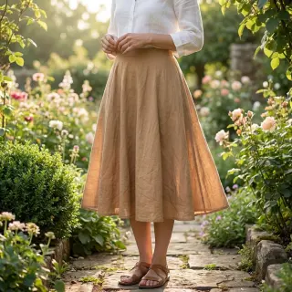 Cotton fabric WASHED cinnamon