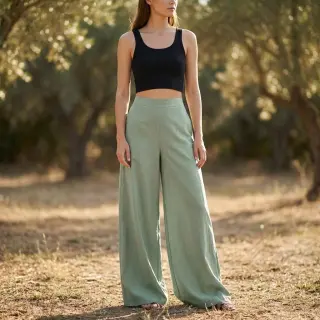 Cotton fabric WASHED old green