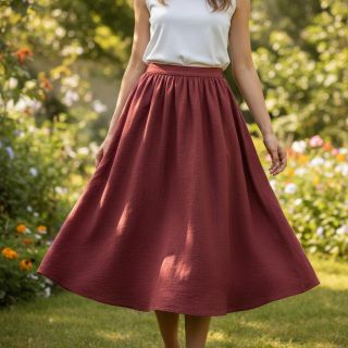 Cotton fabric SLUB WASHED wine red