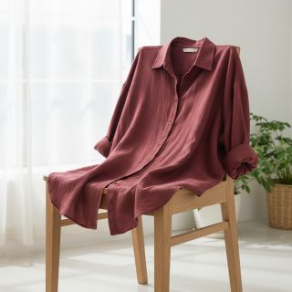 Cotton fabric SLUB WASHED wine red