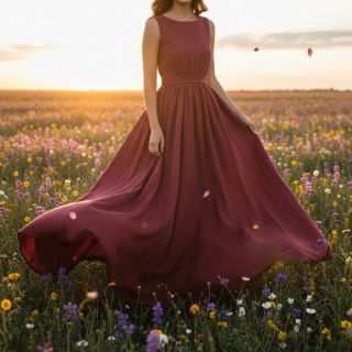 Cotton fabric SLUB WASHED wine red