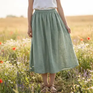 Cotton fabric SLUB WASHED old green