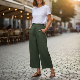 Cotton fabric SLUB WASHED army green