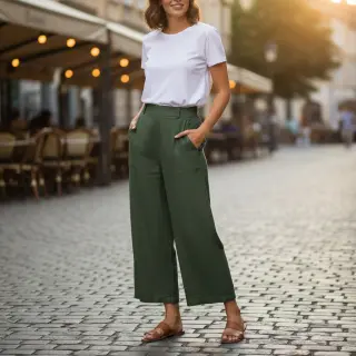 Cotton fabric SLUB WASHED army green
