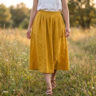 Cotton fabric SLUB WASHED ochre