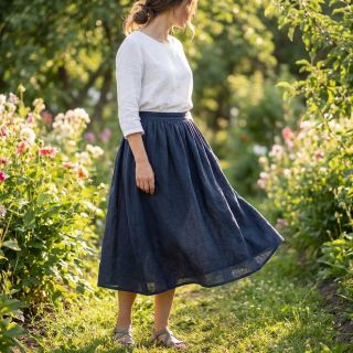 Cotton fabric SLUB WASHED navy