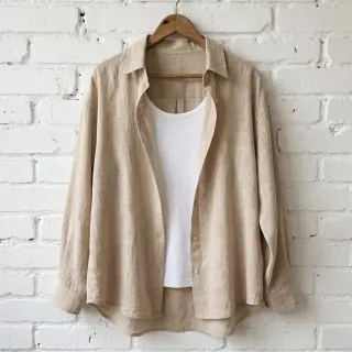 Cotton fabric SLUB WASHED beige