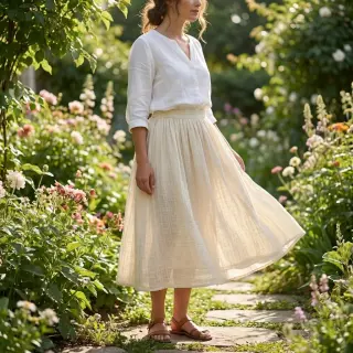 Cotton fabric SLUB WASHED SIMPLY NATURAL