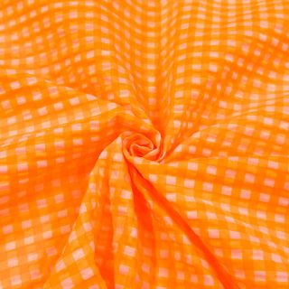 Cotton fabric YARN DYED NEON SMALL Checks orange