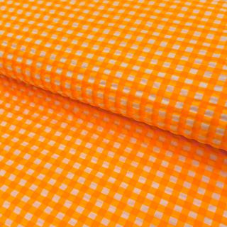 Cotton fabric YARN DYED NEON SMALL Checks orange