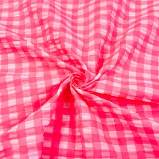 Cotton fabric YARN DYED NEON BIG Checks pink