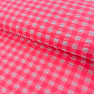 Cotton fabric YARN DYED NEON BIG Checks pink