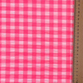 Cotton fabric YARN DYED NEON BIG Checks pink