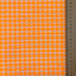 Cotton fabric YARN DYED NEON BIG Checks orange