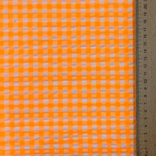 Cotton fabric YARN DYED NEON BIG Checks orange
