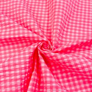 Cotton fabric YARN DYED NEON SMALL Checks pink