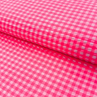 Cotton fabric YARN DYED NEON SMALL Checks pink